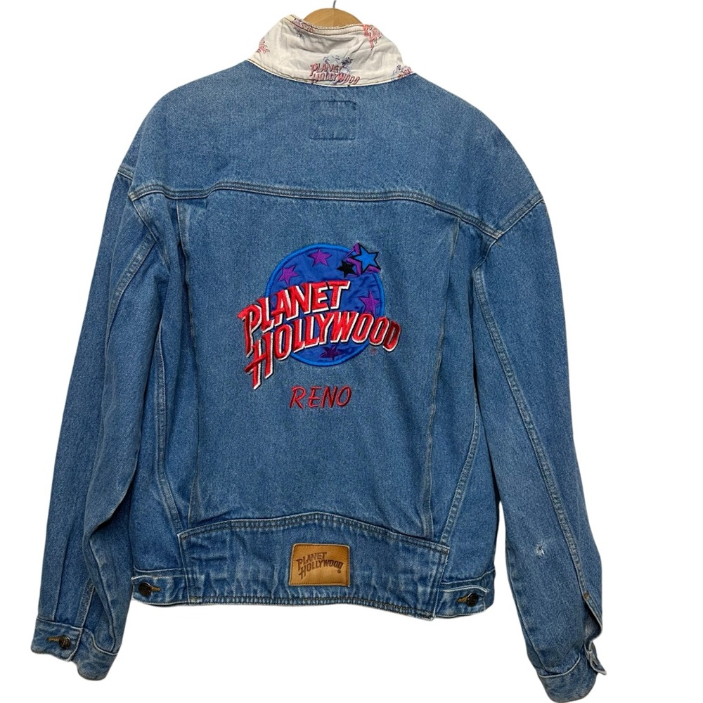 vintage 90s Planet Hollywood Reno denim trucker jacket Men's Size XL
